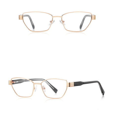 Techsuit Anti-Blue Light Glasses Reflex PC (3162), for Women, Rectangle, Metal Frame, AC Lens, Auriu