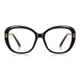 Techsuit Anti-Blue Light Glasses Reflex PC (2265), for Women, Butterfly, TR90&Metal Frame, AC Lens, Negru /Gold