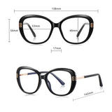 Techsuit Anti-Blue Light Glasses Reflex PC (2265), for Women, Butterfly, TR90&Metal Frame, AC Lens, Negru /Gold