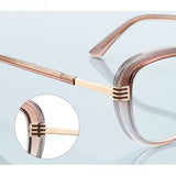 Techsuit Anti-Blue Light Glasses Reflex PC (2265), for Women, Butterfly, TR90&Metal Frame, AC Lens, Transparent /Brown