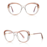 Techsuit Anti-Blue Light Glasses Reflex PC (2265), for Women, Butterfly, TR90&Metal Frame, AC Lens, Transparent /Brown