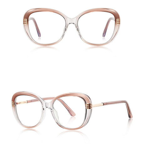 Techsuit Anti-Blue Light Glasses Reflex PC (2265), for Women, Butterfly, TR90&Metal Frame, AC Lens, Transparent /Brown