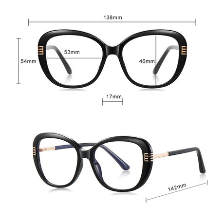 Techsuit Anti-Blue Light Glasses Reflex PC (2265), for Women, Butterfly, TR90&Metal Frame, AC Lens, Transparent /Brown