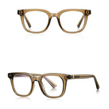 Techsuit Anti-Blue Light Glasses Reflex PC (2229), for Men, Round, TR90&Metal Frame, AC Lens, Transparent /Brown