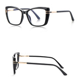 Techsuit Anti-Blue Light Glasses Reflex PC (2273), for Women, Oversized, TR90&Metal Frame, AC Lens, Negru