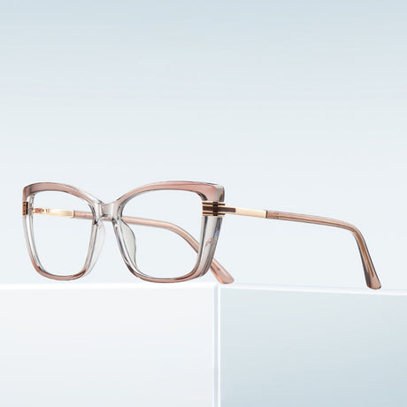 Techsuit Anti-Blue Light Glasses Reflex PC (2273), for Women, Oversized, TR90&Metal Frame, AC Lens, Transparent /Brown