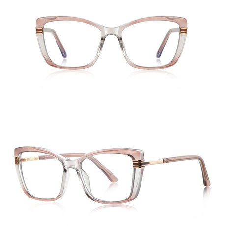 Techsuit Anti-Blue Light Glasses Reflex PC (2273), for Women, Oversized, TR90&Metal Frame, AC Lens, Transparent /Brown