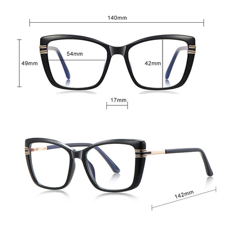 Techsuit Anti-Blue Light Glasses Reflex PC (2273), for Women, Oversized, TR90&Metal Frame, AC Lens, Transparent /Brown