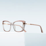 Techsuit Anti-Blue Light Glasses Reflex PC (2273), for Women, Oversized, TR90&Metal Frame, AC Lens, Transparent /Leopard