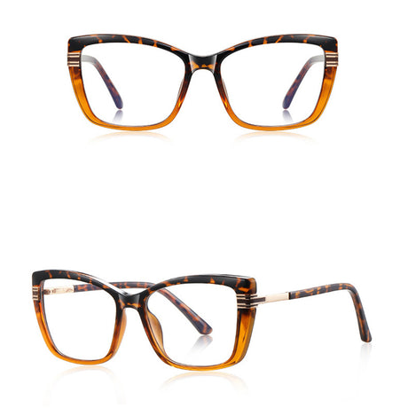 Techsuit Anti-Blue Light Glasses Reflex PC (2273), for Women, Oversized, TR90&Metal Frame, AC Lens, Transparent /Leopard
