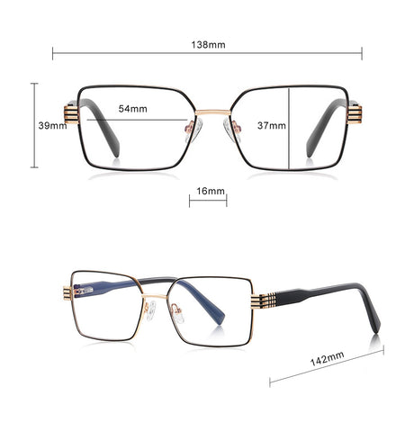Techsuit Anti-Blue Light Glasses Reflex PC (3160), for Women, Rectangle, Metal Frame, AC Lens, Negru