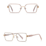 Techsuit Anti-Blue Light Glasses Reflex PC (3160), for Women, Rectangle, Metal Frame, AC Lens, Roz Auriu