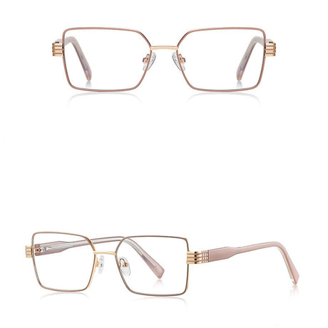 Techsuit Anti-Blue Light Glasses Reflex PC (3160), for Women, Rectangle, Metal Frame, AC Lens, Roz Auriu