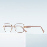 Techsuit Anti-Blue Light Glasses Reflex PC (3160), for Women, Rectangle, Metal Frame, AC Lens, Roz Auriu