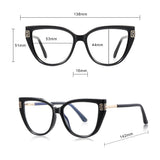 Techsuit Anti-Blue Light Glasses Reflex PC (2259), for Women, Oversized, TR90&Metal Frame, AC Lens, Transparent /Red