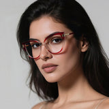 Techsuit Anti-Blue Light Glasses Reflex PC (2259), for Women, Oversized, TR90&Metal Frame, AC Lens, Transparent /Leopard