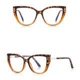 Techsuit Anti-Blue Light Glasses Reflex PC (2259), for Women, Oversized, TR90&Metal Frame, AC Lens, Transparent /Leopard