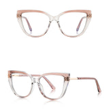 Techsuit Anti-Blue Light Glasses Reflex PC (2259), for Women, Oversized, TR90&Metal Frame, AC Lens, Transparent /Warm Rose
