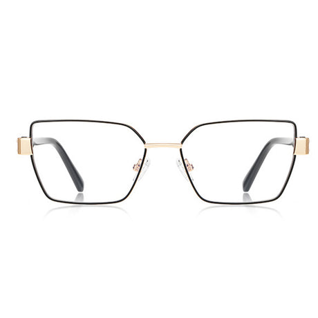 Techsuit Anti-Blue Light Glasses Reflex PC (3169), for Women, Hexagonal, Metal Frame, AC Lens, Negru