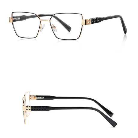 Techsuit Anti-Blue Light Glasses Reflex PC (3169), for Women, Hexagonal, Metal Frame, AC Lens, Negru