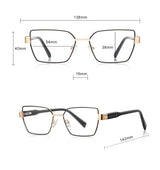 Techsuit Anti-Blue Light Glasses Reflex PC (3169), for Women, Hexagonal, Metal Frame, AC Lens, Negru