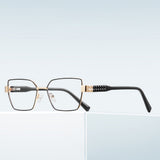 Techsuit Anti-Blue Light Glasses Reflex PC (3169), for Women, Hexagonal, Metal Frame, AC Lens, Maro /Leopard