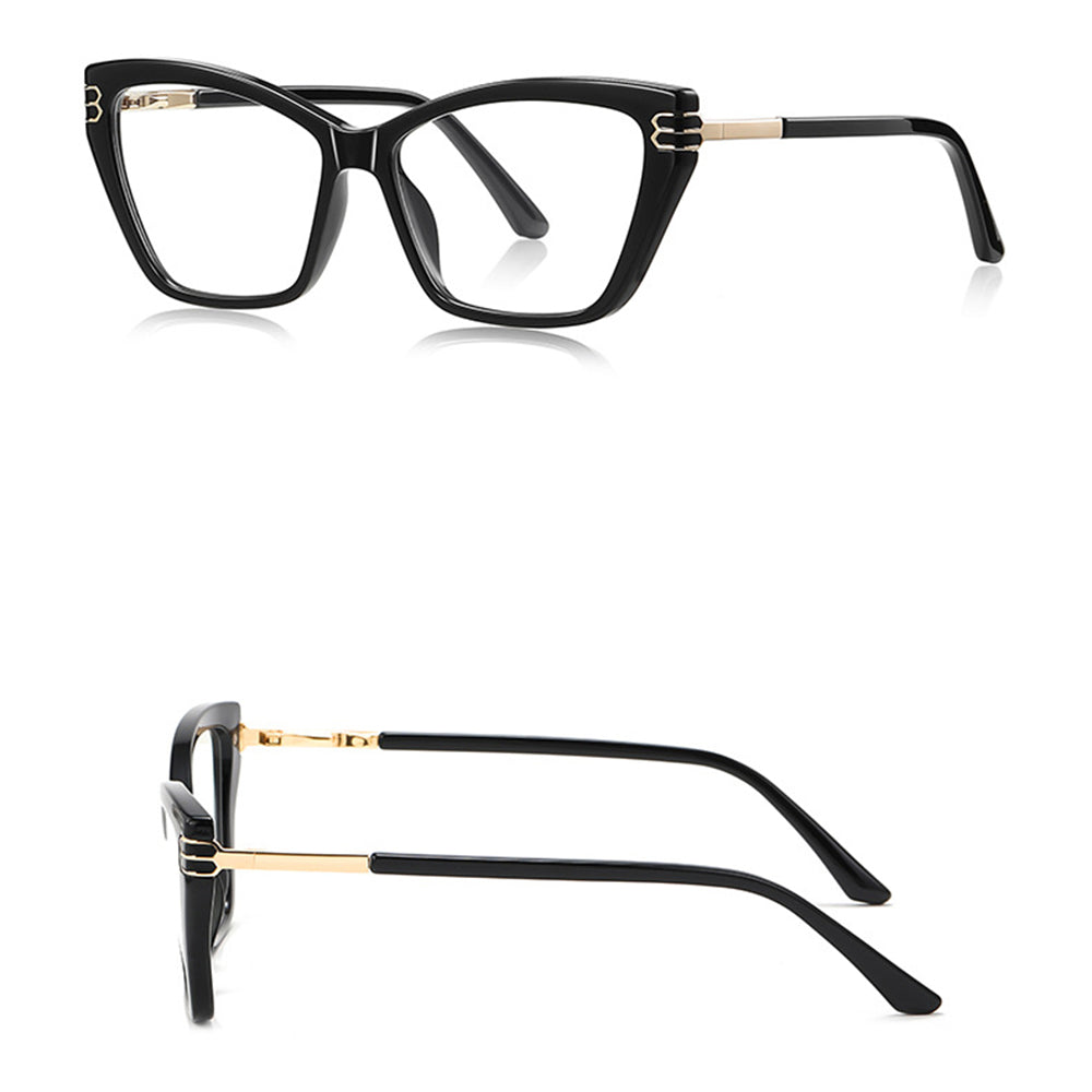 Techsuit Anti-Blue Light Glasses Reflex PC (2262), for Women, Rectangle, TR90&Metal Frame, AC Lens, Negru