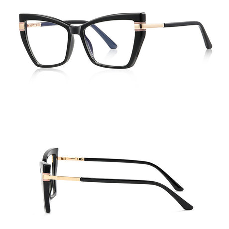Techsuit Anti-Blue Light Glasses Reflex PC (2269), for Women, Oversized, TR90&Metal Frame, AC Lens, Negru