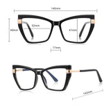 Techsuit Anti-Blue Light Glasses Reflex PC (2269), for Women, Oversized, TR90&Metal Frame, AC Lens, Negru