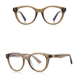 Techsuit Anti-Blue Light Glasses Reflex PC (2231), for Men, Round, TR90&Metal Frame, AC Lens, Transparent /Brown