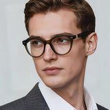 Techsuit Anti-Blue Light Glasses Reflex PC (2231), for Men, Round, TR90&Metal Frame, AC Lens, Transparent /Brown