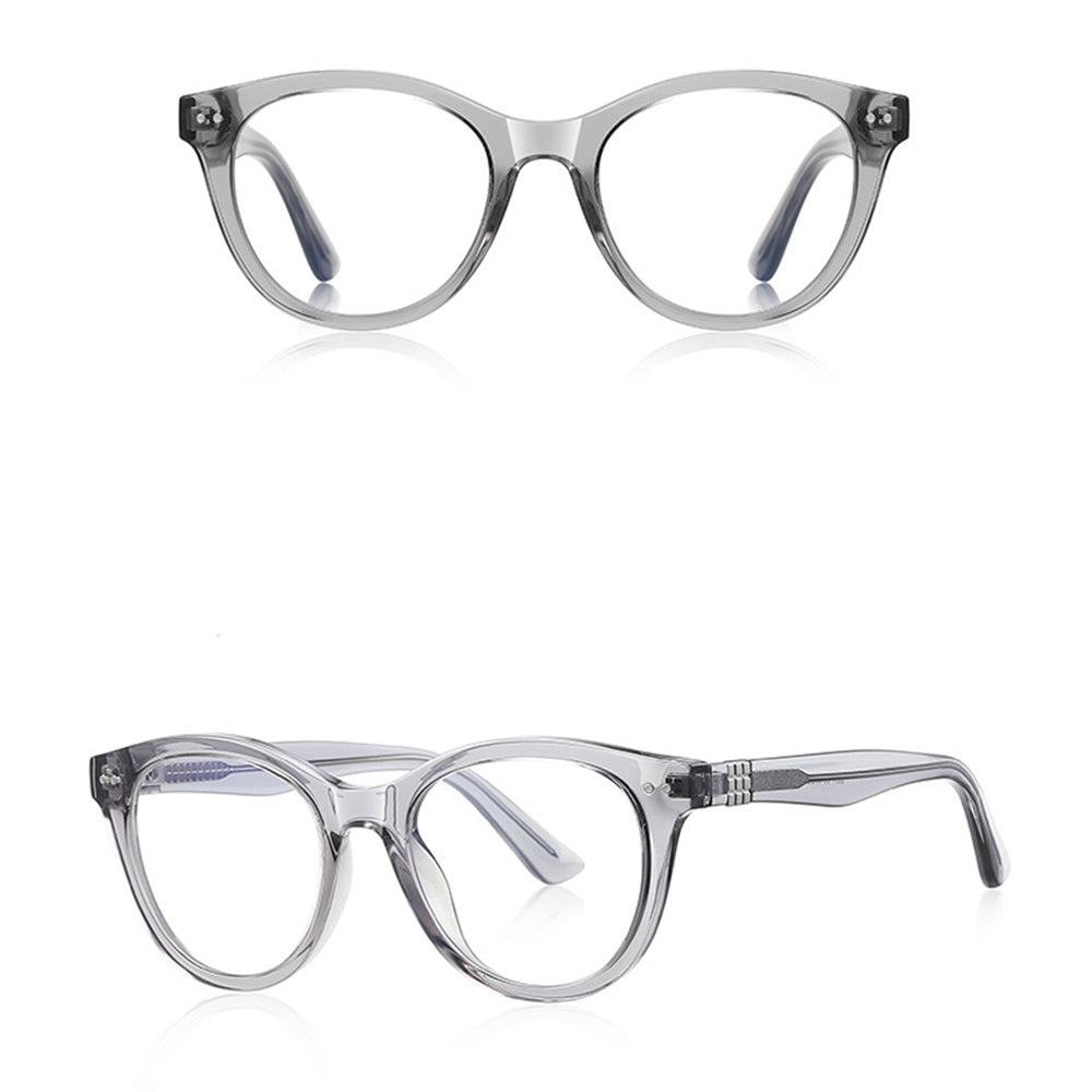 Techsuit Anti-Blue Light Glasses Reflex PC (2231), Round, TR90&Metal Frame, AC Lens, Transparent /Gray
