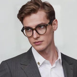 Techsuit Anti-Blue Light Glasses Reflex PC (2231), Round, TR90&Metal Frame, AC Lens, Transparent /Blue