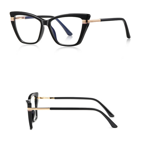Techsuit Anti-Blue Light Glasses Reflex PC (2271), for Women, Rectangle, TR90&Metal Frame, AC Lens, Negru