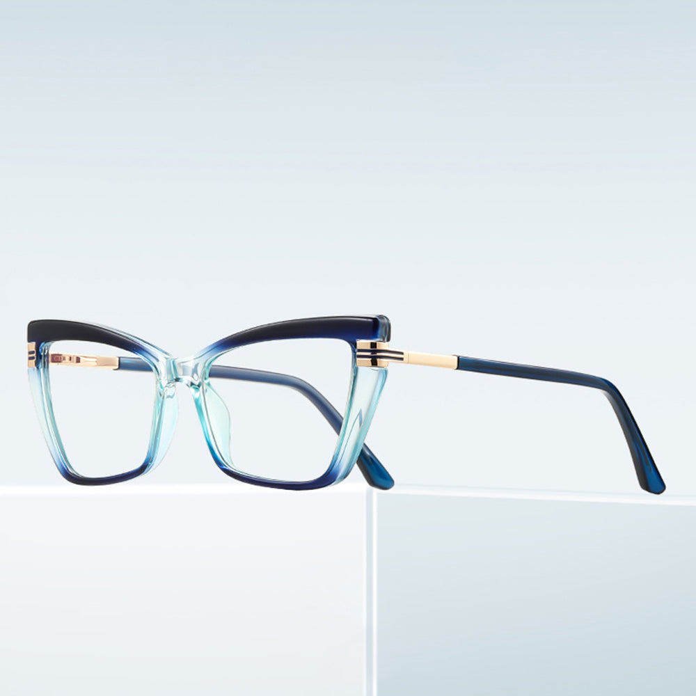 Techsuit Anti-Blue Light Glasses Reflex PC (2263), for Women, Rectangle, TR90&Metal Frame, AC Lens, Negru