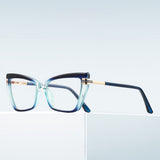 Techsuit Anti-Blue Light Glasses Reflex PC (2263), for Women, Rectangle, TR90&Metal Frame, AC Lens, Negru