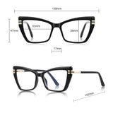 Techsuit Anti-Blue Light Glasses Reflex PC (2263), for Women, Rectangle, TR90&Metal Frame, AC Lens, Negru