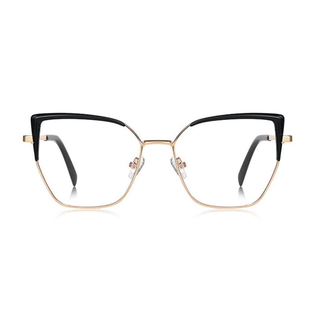 Techsuit Anti-Blue Light Glasses Reflex PC (3156), for Women, Cat Eye, Metal Frame, AC Lens, Auriu /Black