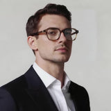 Techsuit Anti-Blue Light Glasses Reflex PC (2227), for Men, Round, TR90&Metal Frame, AC Lens, Transparent /Brown
