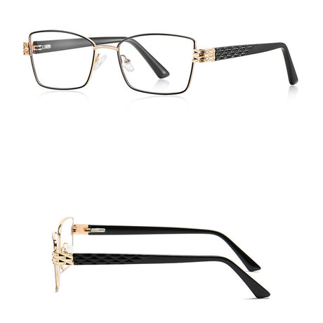 Techsuit Anti-Blue Light Glasses Reflex PC (3171), for Women, Rectangle, Metal Frame, AC Lens, Negru