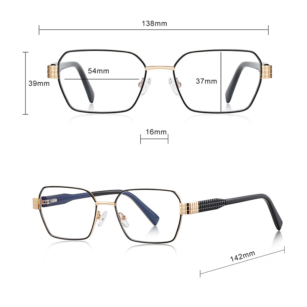 Techsuit Anti-Blue Light Glasses Reflex PC (3161), for Women, Rectangle, Metal Frame, AC Lens, Negru
