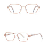 Techsuit Anti-Blue Light Glasses Reflex PC (3161), for Women, Rectangle, Metal Frame, AC Lens, Roz Auriu /Transparent