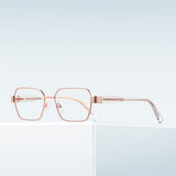 Techsuit Anti-Blue Light Glasses Reflex PC (3161), for Women, Rectangle, Metal Frame, AC Lens, Roz Auriu /Transparent