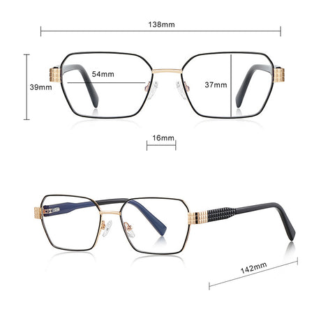 Techsuit Anti-Blue Light Glasses Reflex PC (3161), for Women, Rectangle, Metal Frame, AC Lens, Roz Auriu /Transparent