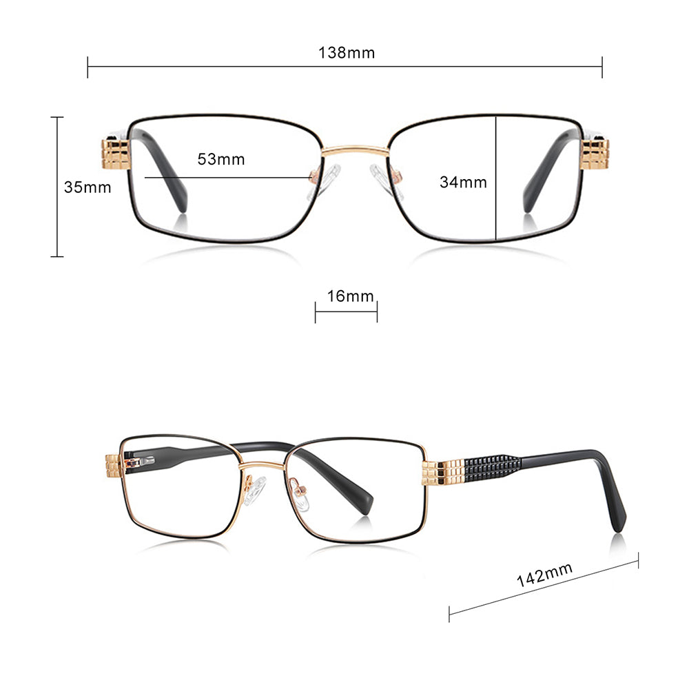 Techsuit Anti-Blue Light Glasses Reflex PC (3163), for Women, Rectangle, Metal Frame, AC Lens, Negru