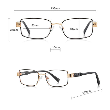 Techsuit Anti-Blue Light Glasses Reflex PC (3163), for Women, Rectangle, Metal Frame, AC Lens, Auriu /Black