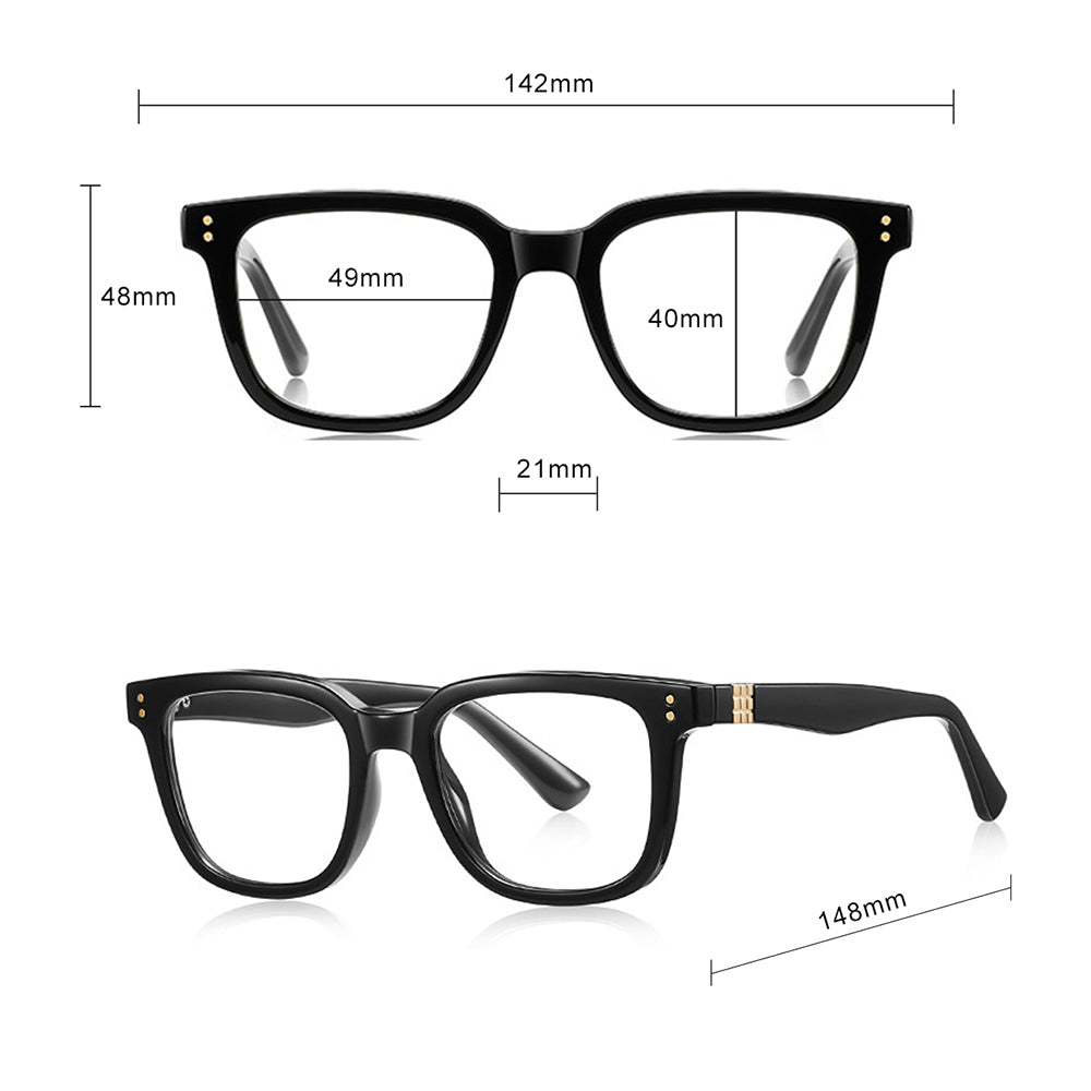Techsuit Anti-Blue Light Glasses Reflex PC (2225), for Men, Square, TR90&Metal Frame, AC Lens, Negru