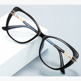 Techsuit Anti-Blue Light Glasses Reflex PC (2274), for Women, Oversized, TR90&Metal Frame, AC Lens, Negru