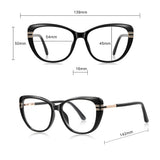 Techsuit Anti-Blue Light Glasses Reflex PC (2274), for Women, Oversized, TR90&Metal Frame, AC Lens, Negru