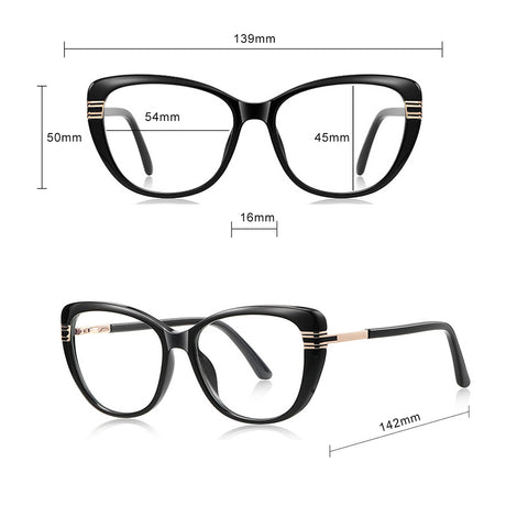 Techsuit Anti-Blue Light Glasses Reflex PC (2274), for Women, Oversized, TR90&Metal Frame, AC Lens, Negru